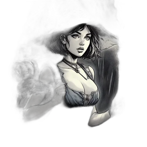 face, mask, staff, comic book art transparent PNG cut-out