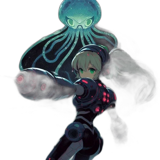 creature, robot, hair, jacket transparent PNG cut-out