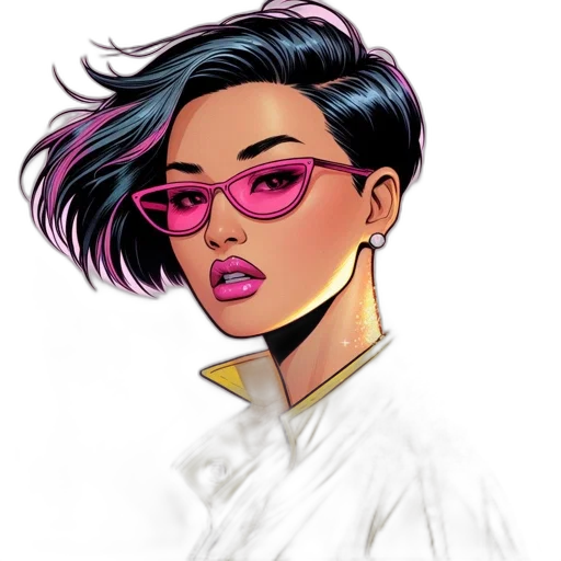 jacket, face, hair, comic book art transparent PNG cut-out