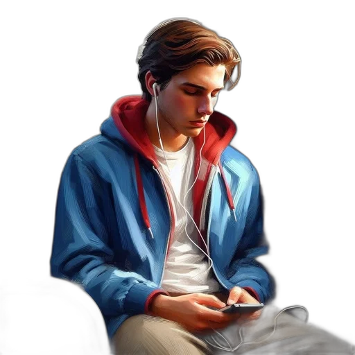 jacket, face, photorealistic, oil painting transparent PNG cut-out