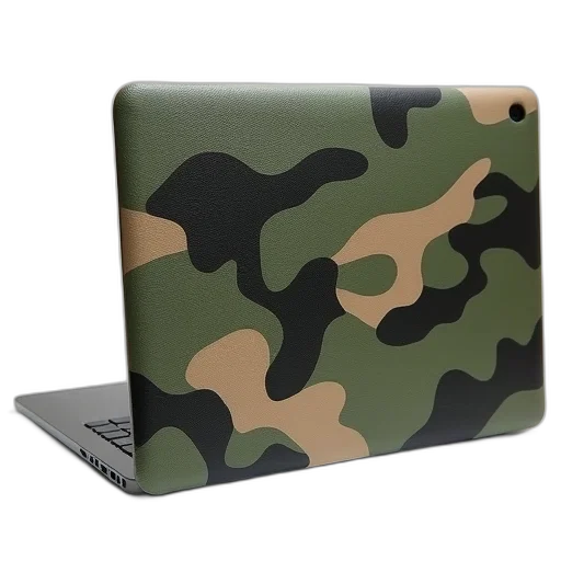 green, camouflage, case, macbook transparent PNG cut-out