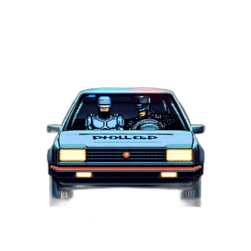 car, concept art, vaporwave, pixel art transparent PNG cut-out