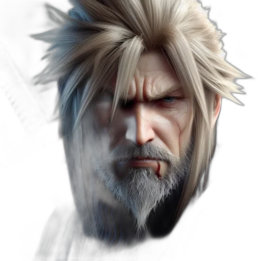 face, hair, dragon, staff transparent PNG cut-out