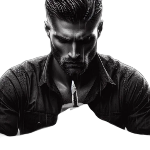 face, hair, jacket, photorealistic transparent PNG cut-out