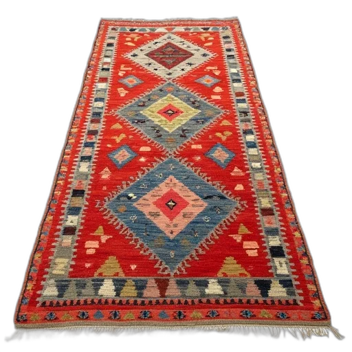multicolored, geometric, kilimon, rug transparent PNG cut-out