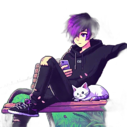 jacket, anime, pixel art, cartoon transparent PNG cut-out
