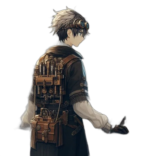 jacket, staff, weapon, robot transparent PNG cut-out