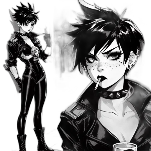 jacket, concept art, cyberpunk, comic book art transparent PNG cut-out