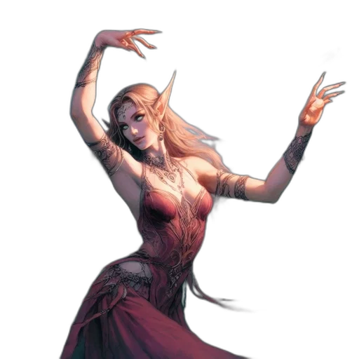 dress, staff, creature, concept art transparent PNG cut-out