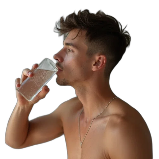 bottle, food, face, photorealistic transparent PNG cut-out