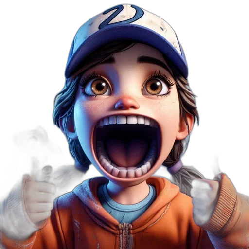 face, concept art, cartoon, 3d render transparent PNG cut-out