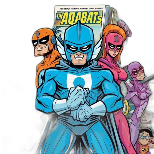 comic book art, concept art, aquabats, team transparent PNG cut-out