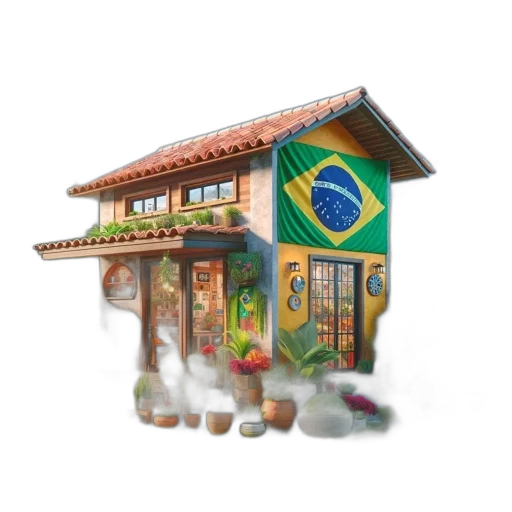 building, furniture, umbrella, 3d render transparent PNG cut-out