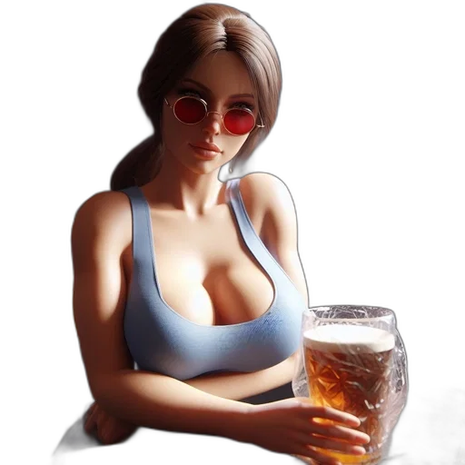 bottle, dress, face, photorealistic transparent PNG cut-out