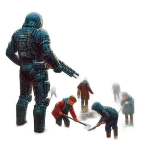 robot, staff, weapon, creature transparent PNG cut-out