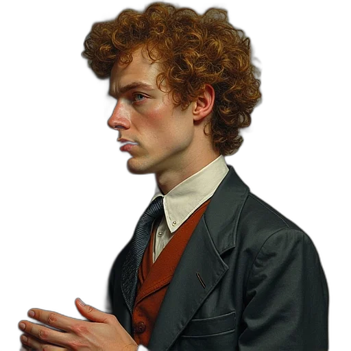 jacket, staff, face, hair transparent PNG cut-out