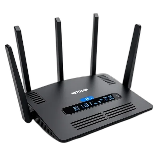modern, compact, router, black transparent PNG cut-out