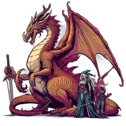 dragon, sword, fantasy art, concept art transparent PNG cut-out