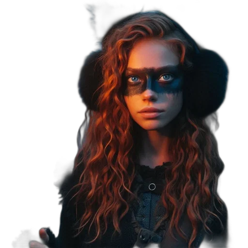 jacket, mask, face, hair transparent PNG cut-out