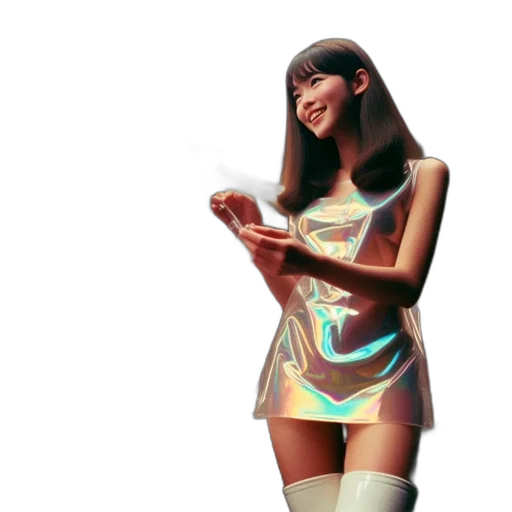 robot, dress, 3d render, vaporwave transparent PNG cut-out