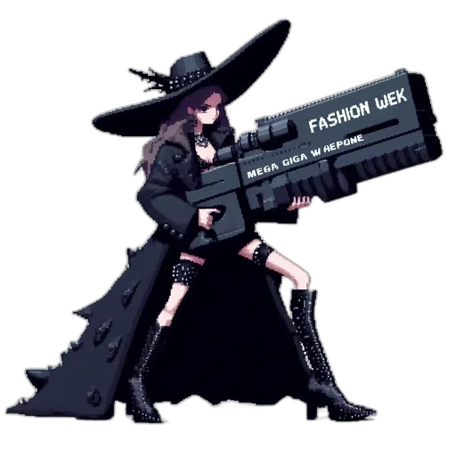 weapon, staff, hat, pixel art transparent PNG cut-out