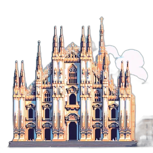 building, concept art, 3d render, pixel art transparent PNG cut-out