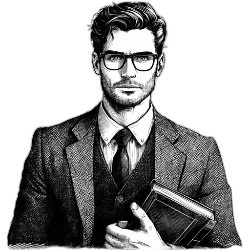 staff, face, jacket, comic book art transparent PNG cut-out