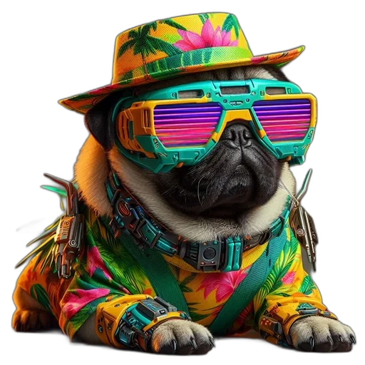 animal, jacket, vaporwave, cyberpunk transparent PNG cut-out