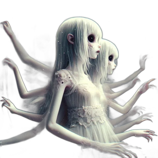creature, dress, mask, hair transparent PNG cut-out