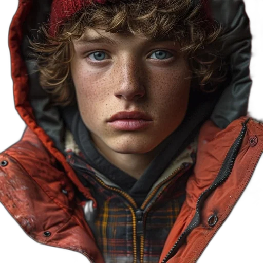 jacket, face, hat, creature transparent PNG cut-out