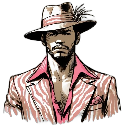hat, jacket, comic book art, concept art transparent PNG cut-out