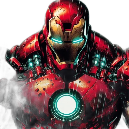 comic book art, concept art, red, iron transparent PNG cut-out