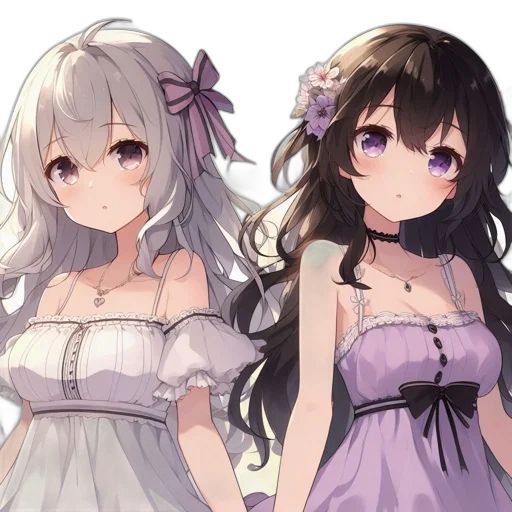 dress, crown, flower, anime transparent PNG cut-out