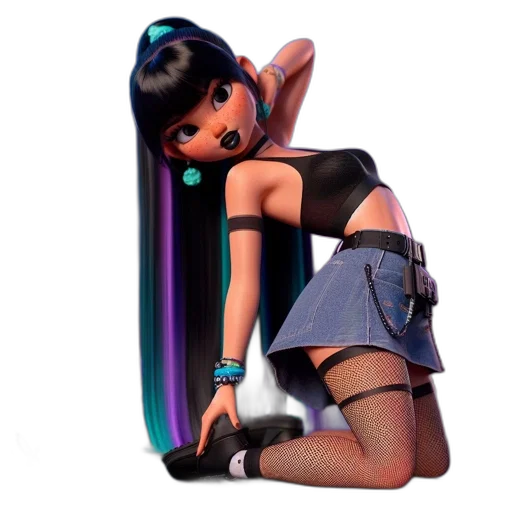 dress, robot, hair, staff transparent PNG cut-out