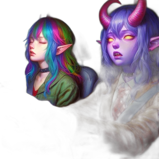 fantasy art, concept art, watercolor, pixel art transparent PNG cut-out