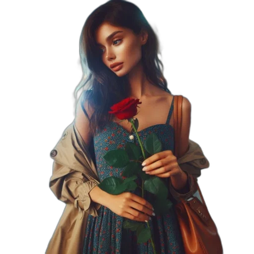 dress, flower, jacket, jewelry transparent PNG cut-out