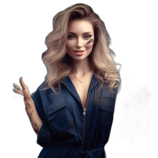 dress, face, jacket, hair transparent PNG cut-out