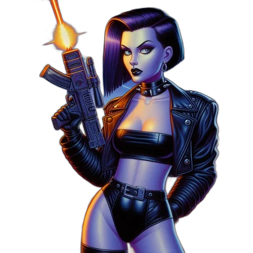 weapon, jacket, robot, cyberpunk transparent PNG cut-out