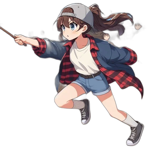 hat, jacket, weapon, staff transparent PNG cut-out