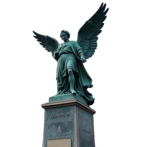 3d render, winged, archangel, statue transparent PNG cut-out