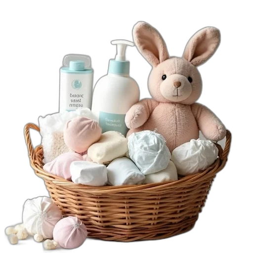baby, gift, basket, diapers transparent PNG cut-out