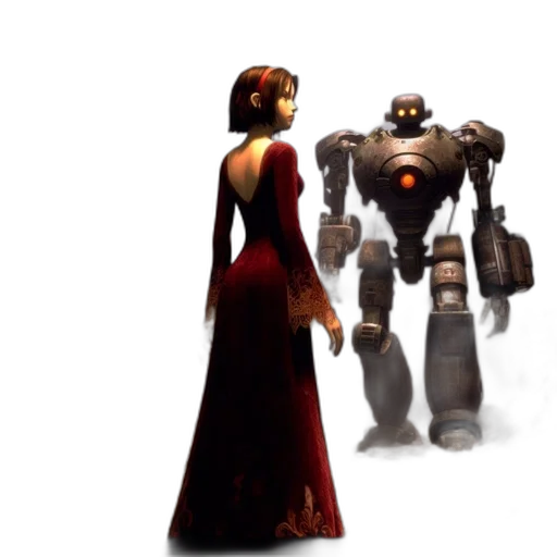 robot, dress, concept art, 3d render transparent PNG cut-out