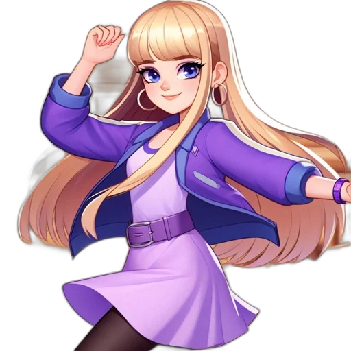 staff, jacket, dress, hair transparent PNG cut-out