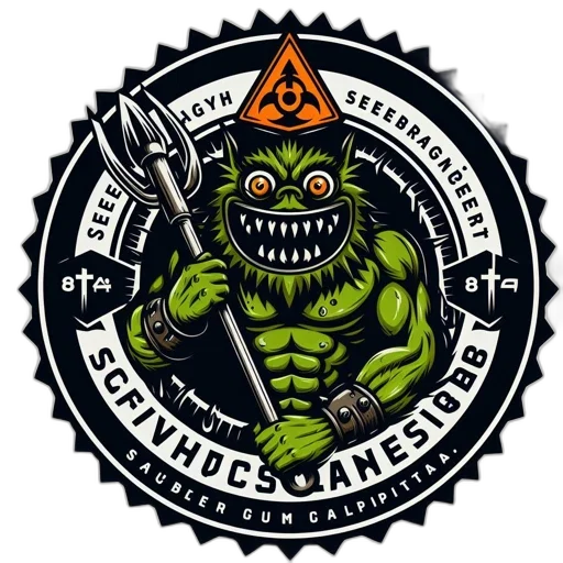 green, monstrous, creature, trident-like transparent PNG cut-out