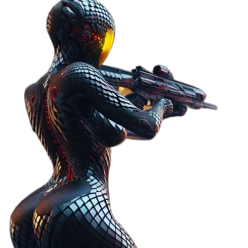 weapon, robot, concept art, 3d render transparent PNG cut-out