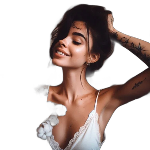 hair, dress, face, jewelry transparent PNG cut-out