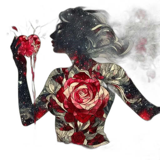 dress, flower, mask, concept art transparent PNG cut-out