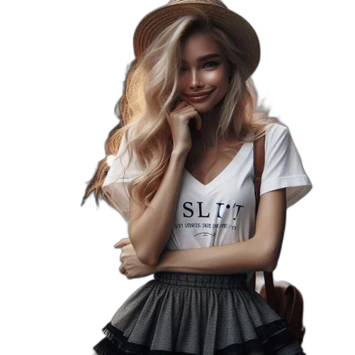 hair, hat, dress, face transparent PNG cut-out