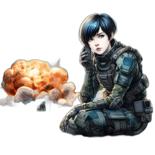 weapon, robot, jacket, face transparent PNG cut-out