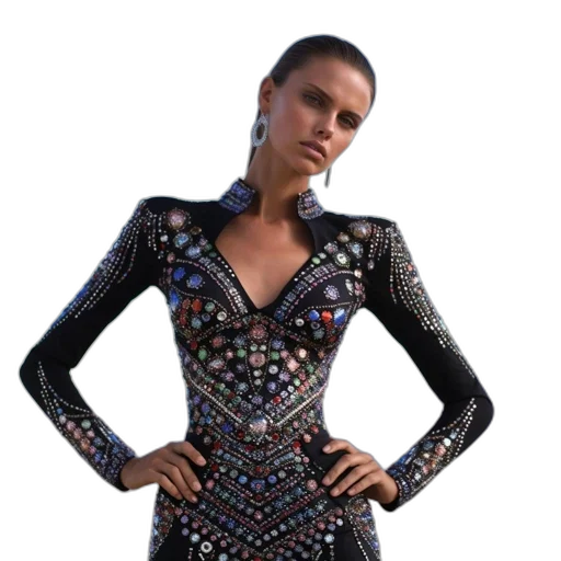 dress, jacket, jewelry, cyberpunk transparent PNG cut-out